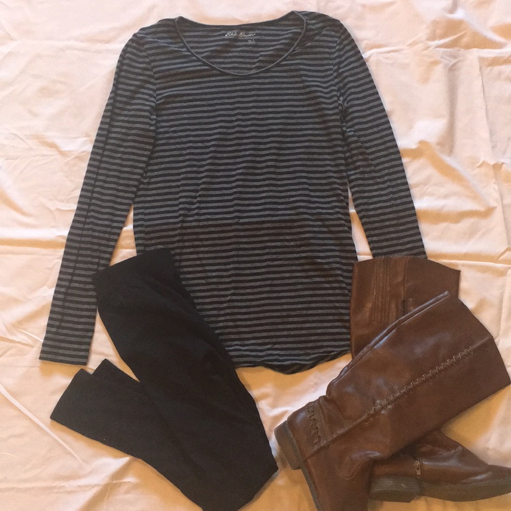Eddie Bauer Grey & Black long sleeve, large